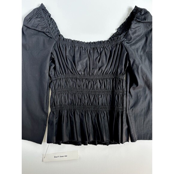 Reformation Lauryn Black Top Women’s Size 2 Cotton Bows Coquette Cottage New - Picture 8 of 12